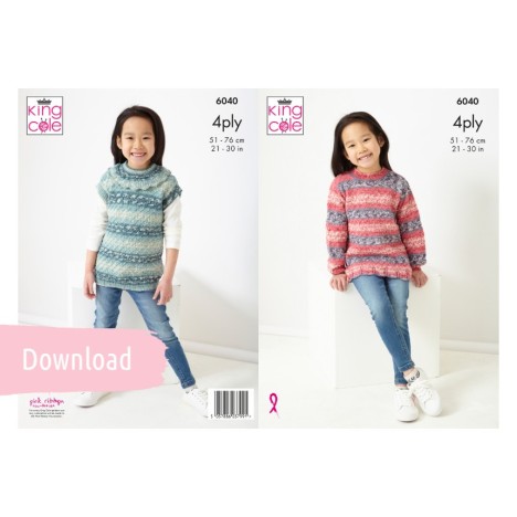 King Cole Strickanleitung 6040 für Kinder mit Norse 4Ply - Download-Anleitung