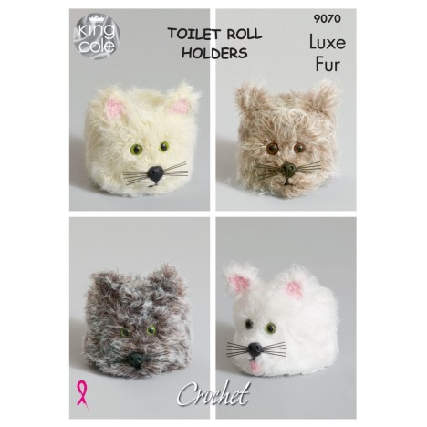 King Cole Häkelanleitung 9070 "Cats" für Luxury Fur-Garn