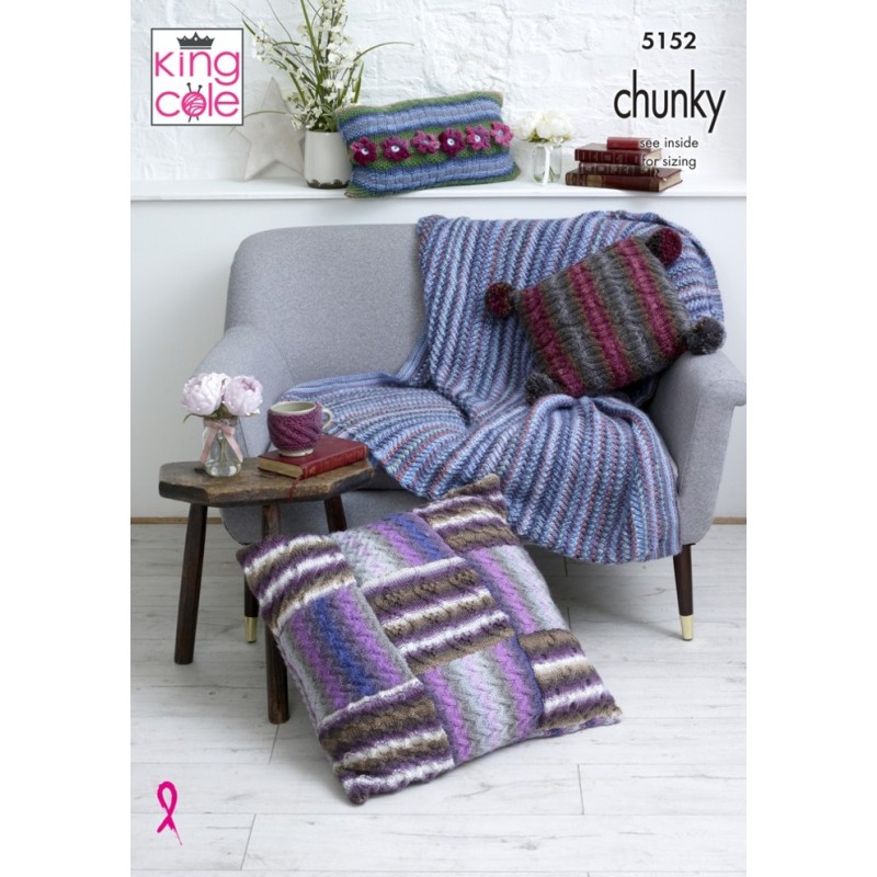 King Cole Strickanleitung 5152 "Home-Accessoires" für Riot Chunky Garn