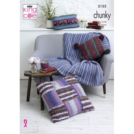 King Cole Strickanleitung 5152 "Home-Accessoires" für Riot Chunky Garn