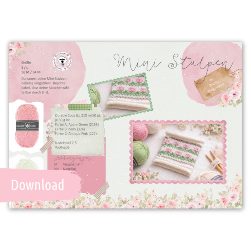 DOWNLOAD - Mini-Stulpen - Strickanleitung mit Durable Soqs