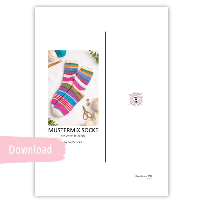 DOWNLOAD - Strickanleitung Mustermix-Socke mit Cotton Socks 4ply