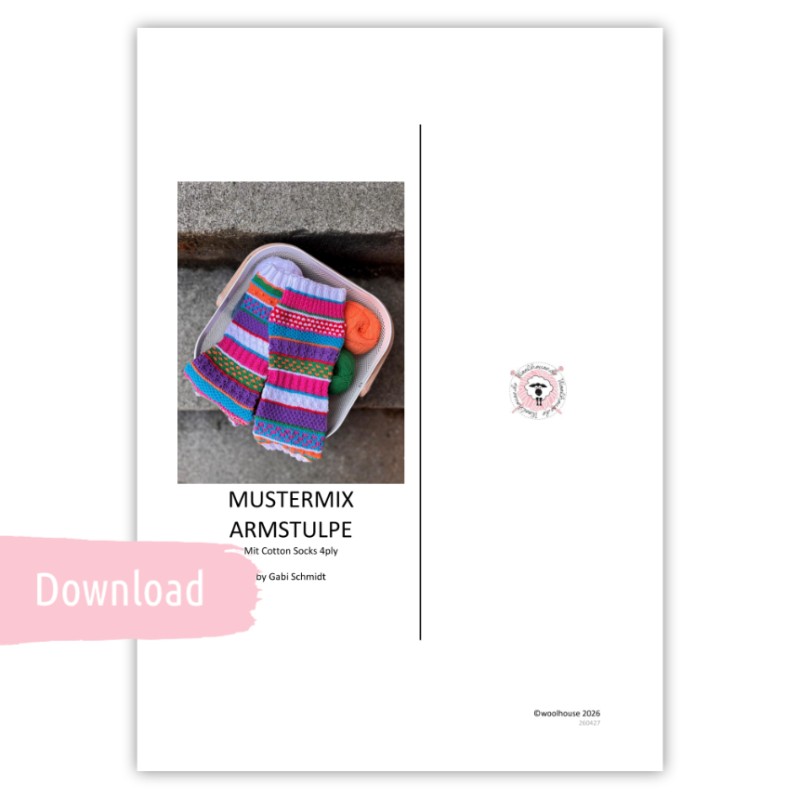DOWNLOAD - Strickanleitung Mustermix-Armstulpen mit Cotton Socks 4ply