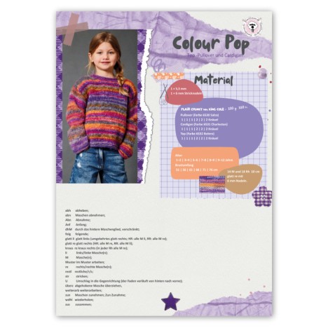 Colour Pop - Strickanleitung für Kinderpullover, Top & Cardigan aus Flair Chunky - Printversion