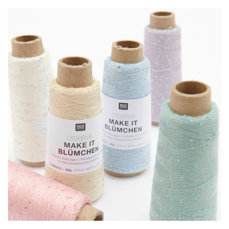 Rico Design - Make it Blümchen - feines Beilaufgarn mit Pailetten