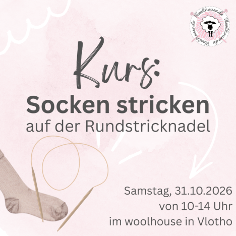 Socken stricken auf der Rundstricknadel mit Bianka - Kurs-Ticket für den 31. Oktober 10-14 Uhr