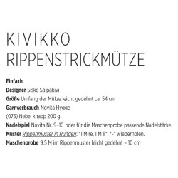 Kivikko Rippenstrickmütze aus Novita Hygge - Download Anleitung