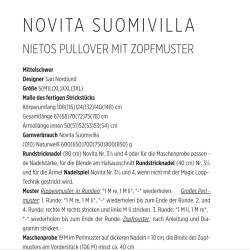 Nietos Pullover mit Zopfmuster aus Novita Suomivilla - Download Anleitung