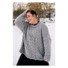 Jutta Bücker - Anleitung "Pretty Grey" - Pullover mit Zöpfen und Blütenmuster