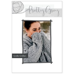 Jutta Bücker - Anleitung "Pretty Grey" - Pullover mit Zöpfen und Blütenmuster